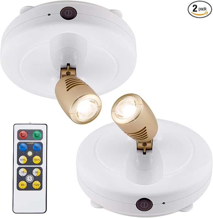 BIGLIGHT Spotlight Battery Operated, LED Puck Light, Dimmable Uplight by Unknown