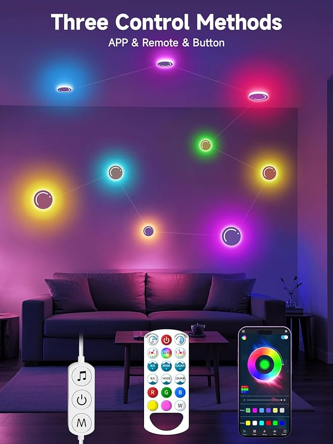 GIPOYENT Smart Wall Light, 9-Piece LED DIY Constellation Light, RGB Color - Image 2