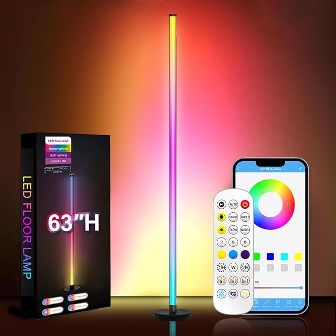 LED Floor Lamp, 63-Inch RGB Corner Light - Image 2
