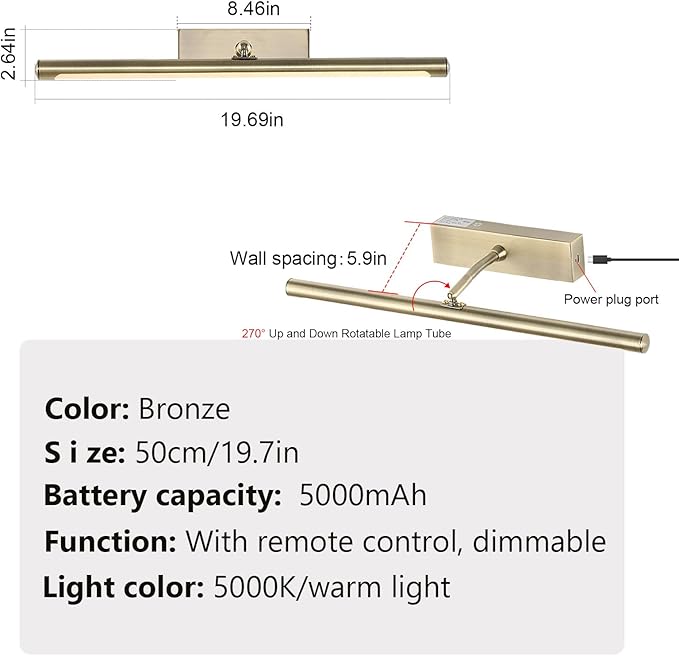 Picture Light for Wall Battery Operated, 9000mAh Wireless Wall Light for Display - Image 7