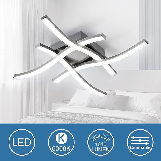 EDISLIVE Modern Dimmable LED Ceiling Light Curved 4-Light 18 in Minimalist - Image 2