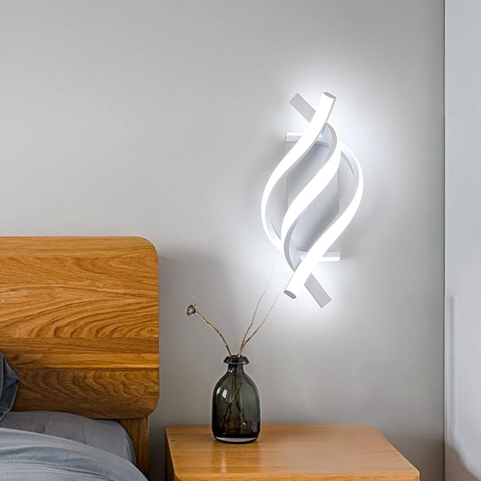 DELIPOP Wall Sconces, Spiral Modern LED Wall Sconce Lighting, 6500K Cool White - Image 2