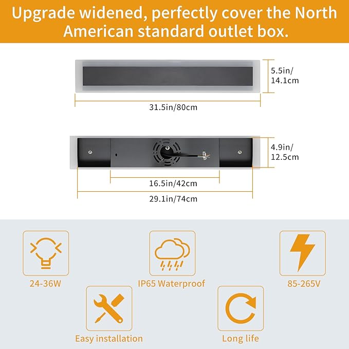 Upgrade Widened 2 Pack Long LED Wall Light, 31.4inch Modern Wall Sconce - Image 3