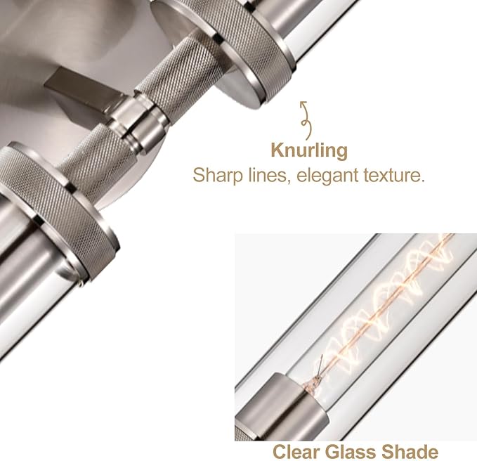 LaLuLa 2-Pack Vanity Lights for Bathroom – Brushed Nickel 2-Light Wall Sconces - Image 6