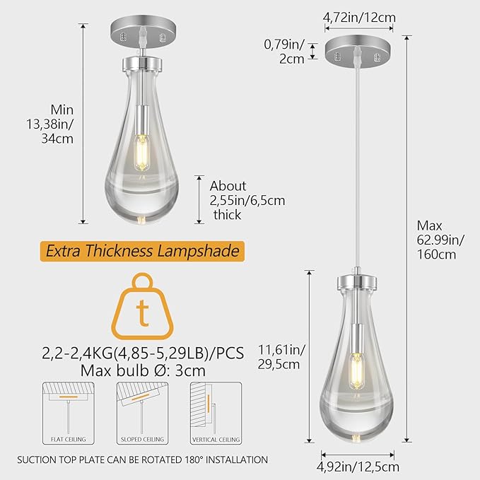 Raindrop Pendant Lights Kitchen Island Teardrop Chrome Hanging Light Fixtures - Image 2