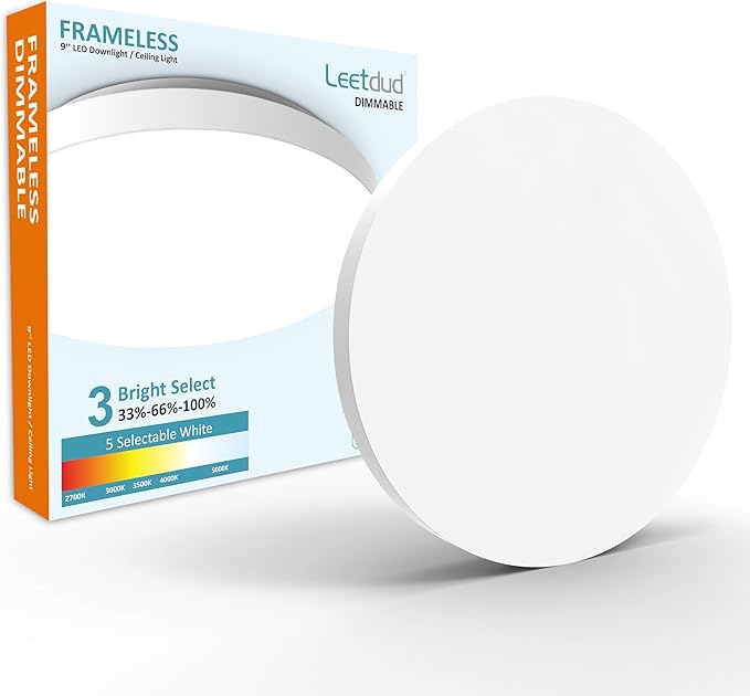Flush Mount Ceiling Light Hardwired 9 Inch 18W Dimmable 5 CCT by Leetdud