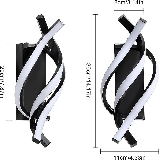 DELIPOP Wall Sconces, Spiral Modern LED Wall Sconce Lighting, 21W 3000K Warm - Image 4