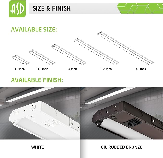 ASD Swivel LED Under Cabinet Lighting, 12 Inch 5W, Hardwired or Plug-in - Image 6