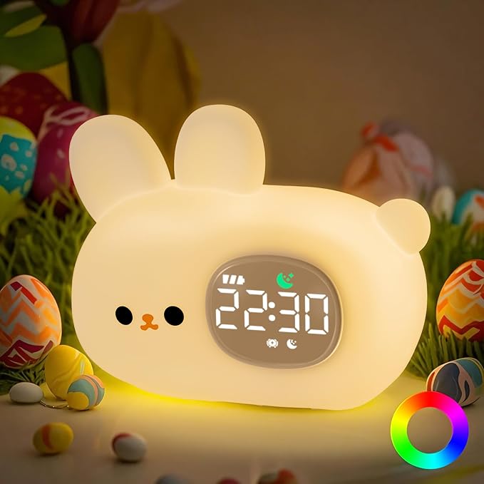 Bunny Alarm Clock with Night Light by Aokpsrt