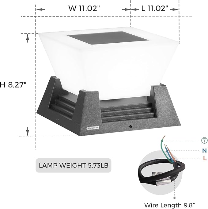 Outdoor Post Light, High Voltage Hardwired LED Pillar Lights, IP54 Waterproof - Image 4