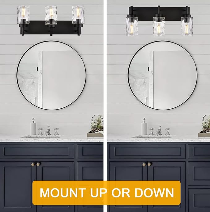 BONLICHT Vanity Light Fixtures 3 Light Modern Wall Sconces Lighting Black - Image 5