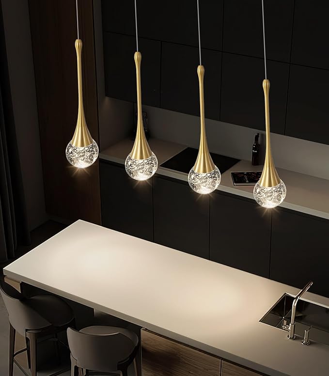 4-Lights Modern Pendant Lights for Kitchen Island LED Dimmable Crystal Glam - Image 4