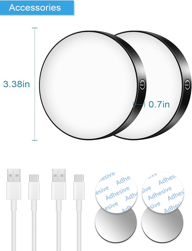 WILLED Tap Light Rechargeable, 6000K Dimmable Touch Light Buit-in 1000mAh Large - Image 4
