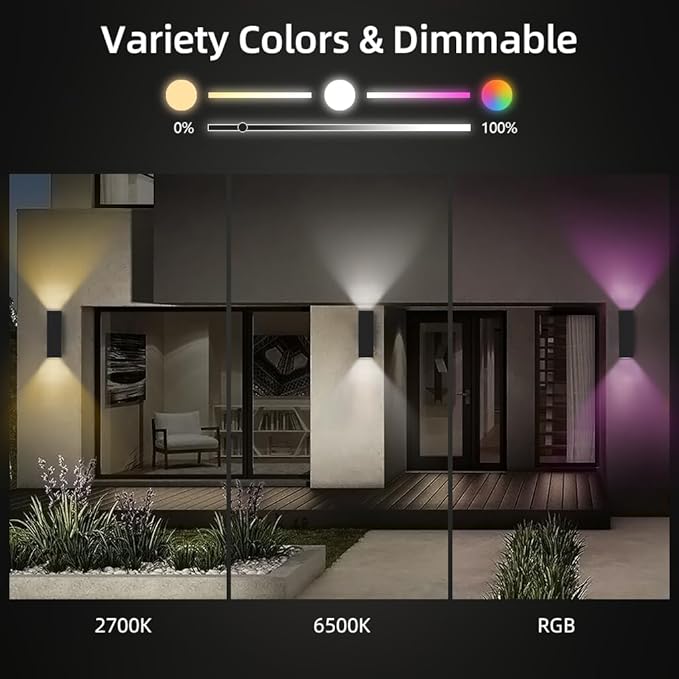KIZON Smart Outdoor Wall Lights RGBCW Color Changing, Modern Dusk to Dawn - Image 3