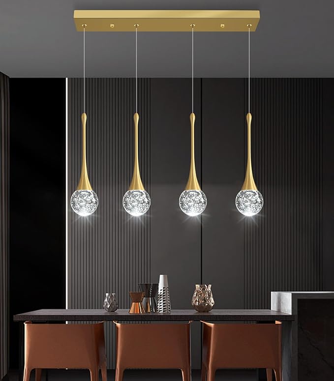 4-Lights Modern Pendant Lights for Kitchen Island LED Dimmable Crystal Glam - Image 7