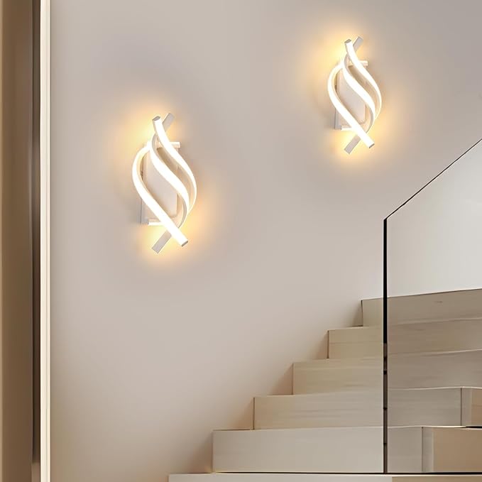 DELIPOP Modern LED Wall Sconce, 3000K Spiral Indoor Wall Light, 21W Acrylic LED - Image 6