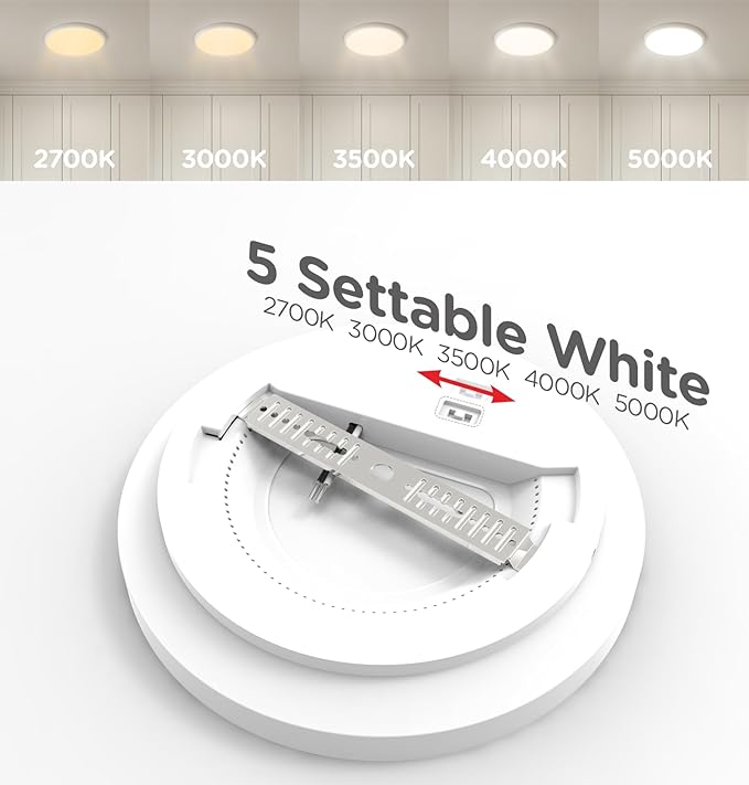 Flush Mount LED Ceiling Light Wired, 9 Inch 18W, 5 CCT 2700/3000/3500/4000/5000K - Image 2