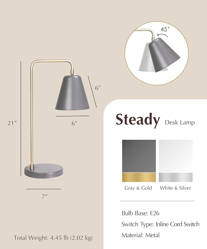 HarvestLand Steady Silver Reading Lamps - Image 8