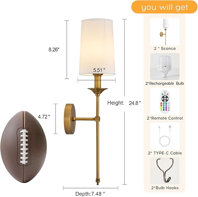 PASSICA DECOR Battery Operated Wall Sconce Set of 2 - Image 7