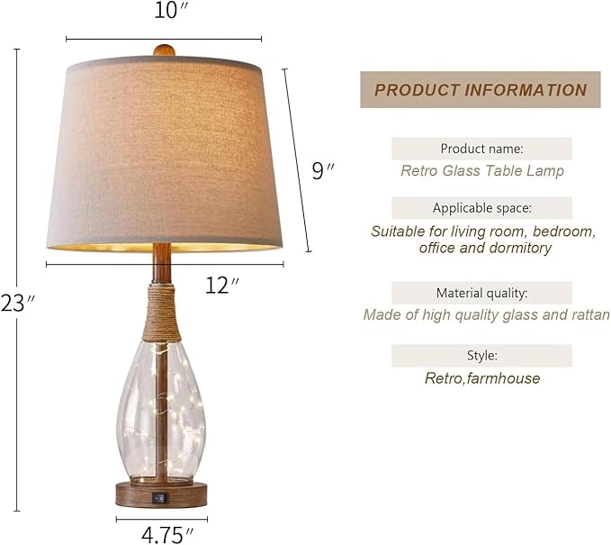 OYEARS Bedside Table Lamps Set of 2 - Image 6