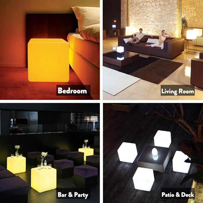 Mr.Go 14-Inch Color Changing LED Cube Light Stool, Glow Cube Seat - Image 7