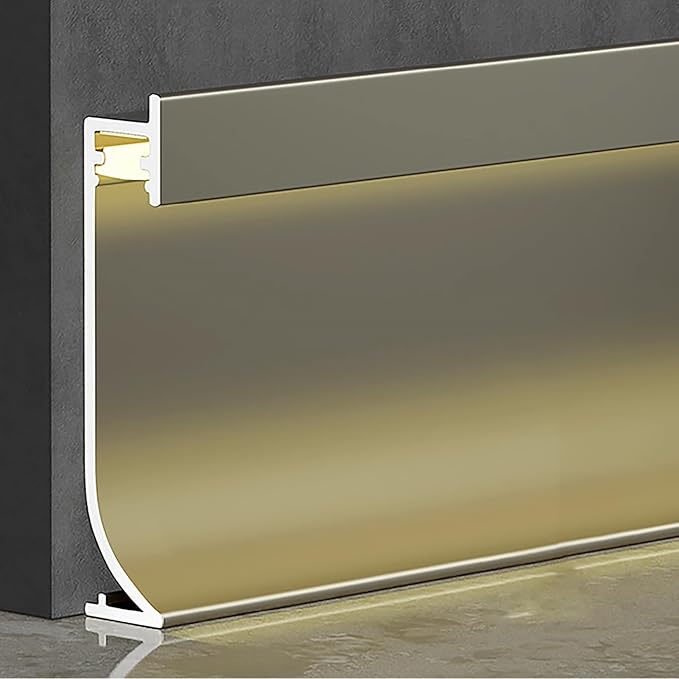 LED Aluminium Metal Baseboard Trim, Matte Antique Gold 6Pcs 40mm x 2500mm 1.57" by Bopaodao