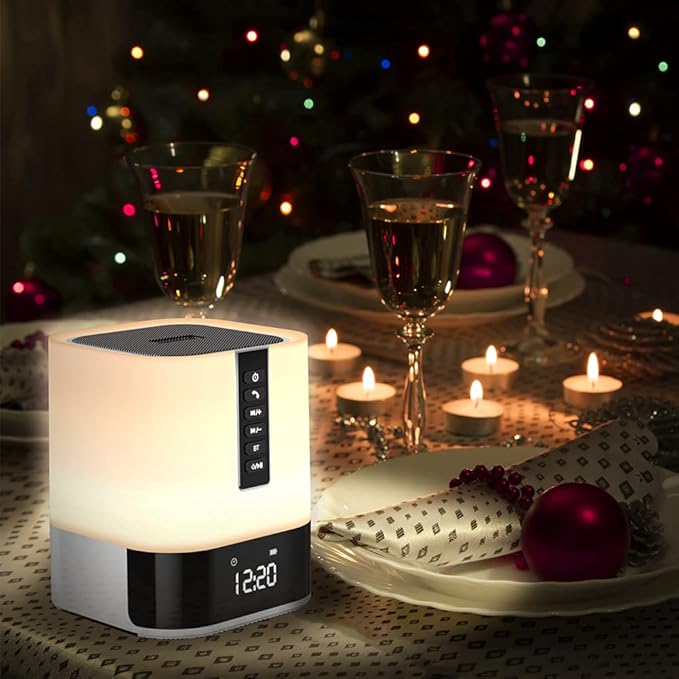 Night Light Bluetooth Speaker, 5 in 1 Touch Control Bedside Lamp Dimmable - Image 9