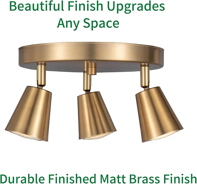 3 Light Track Lighting Kit, Matt Brass Finish Canopy - Image 5
