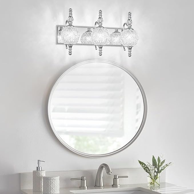 Modern Crystal Bathroom Vanity Lights Fixtures Over Mirror Chrome Vintage - Image 2