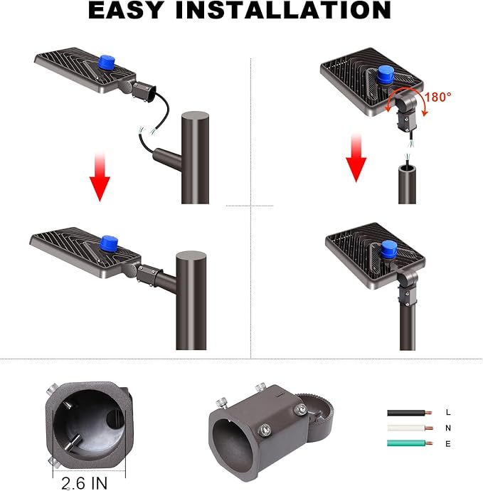 Juyace 480W LED Parking Lot Light Slip Fitter Mount Dusk to Dawn Outdoor - Image 7