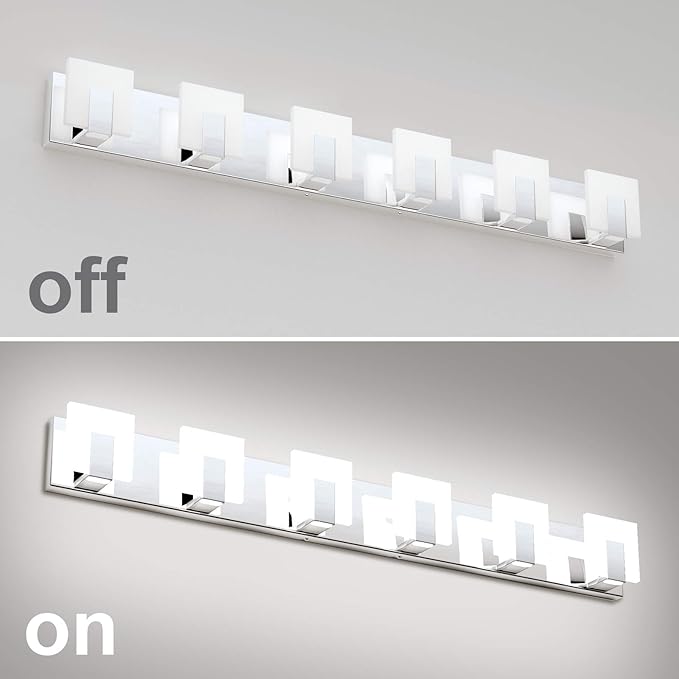 Aipsun 6 Lights Modern LED Bathroom Vanity Light Acrylic Stainless Steel Chrome - Image 7