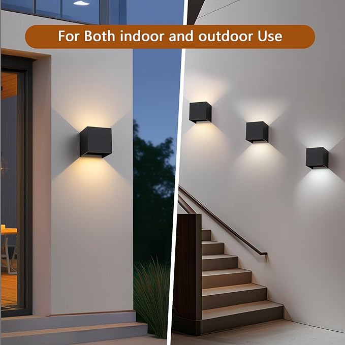 4 Pack LED Outdoor Wall Sconces Exterior/Interior, Modern Black Square Aluminum - Image 7