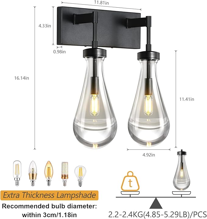 Raindrop Wall Sconces Black Crystal Sconces Wall Decor Modern Brass Lighting - Image 2