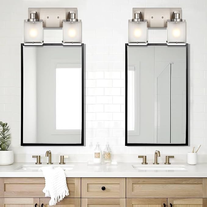 2-Lights Wall Sconce Lighting, Brushed Nickel Bathroom Vanity Light Fixture - Image 5