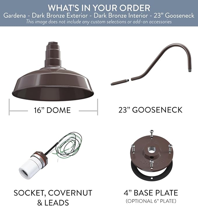 Steel Lighting Co. Gardena Barn Light | Outdoor Wall Mounted | 16" Dome | 23" - Image 6