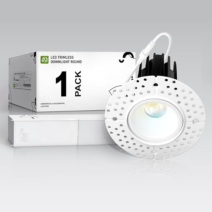 ASD Trimless 1 Inch Recessed LED Lights, 7W 120V Triac Round Commercial by ASDLightingCorporation