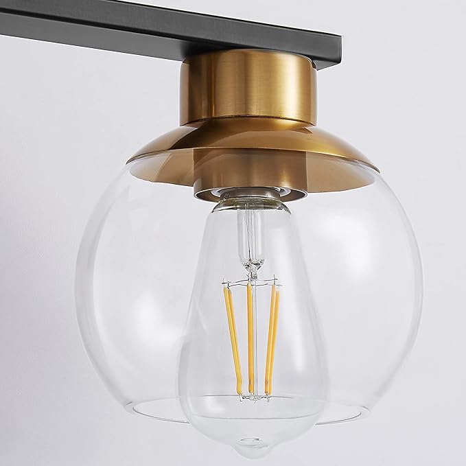 PAZALA Black Gold Bathroom Light Fixtures Over Mirror 5-Lights Vanity Light - Image 9