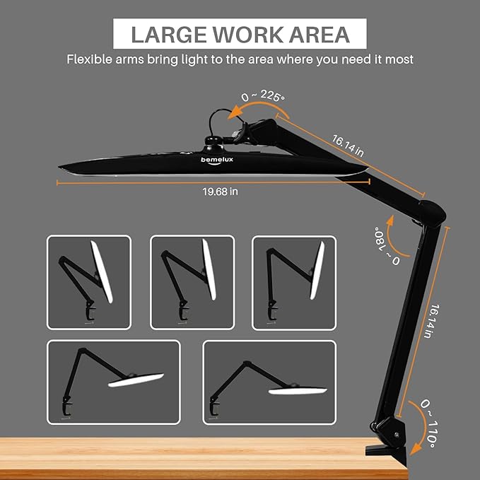 117PCS LED Clamp Desk Lamp, 20 Inch Metal Swivel Arm - Image 3