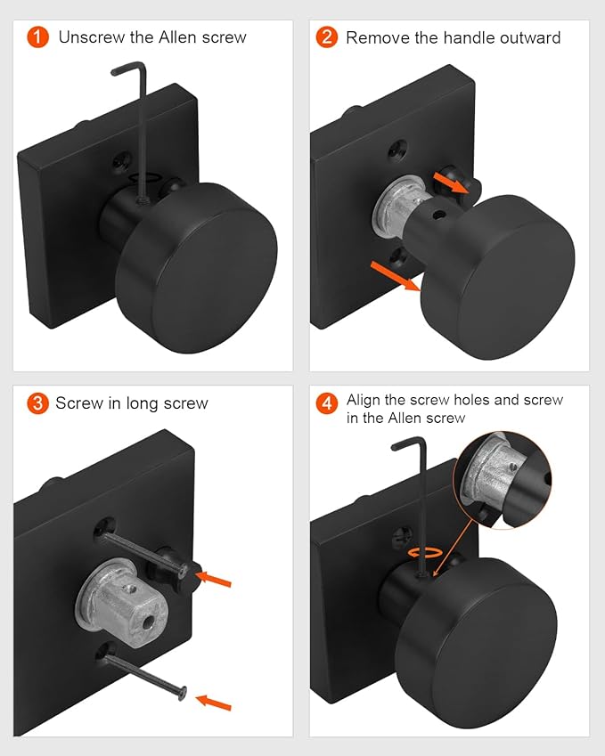 Haidms Matte Black Door Knobs Passage, Heavy Duty Square Matte Black Hall and - Image 7