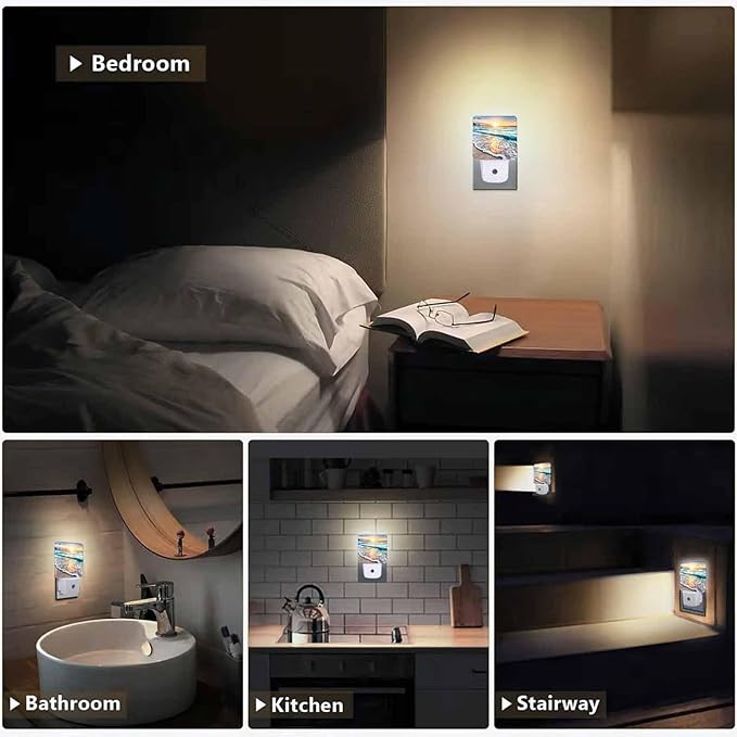 LED Night Light, Sea Waves Beach Sunrise Cloudscape LED Night Light Plug into - Image 6