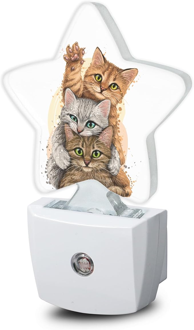 Cute Cat Night Light Plug-in Dusk to Dawn Smart Sensor White Led Nightlight by Losthll