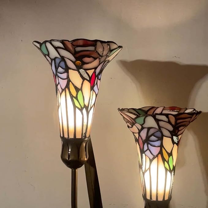 Bieye L10620 Lily Flowers and Dragonfly Tiffany Style Stained Glass Accent - Image 3