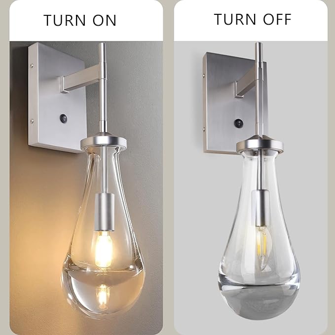 HuisMier Brushed Nickel Wall Sconce, Raindrop Wall Sconces - Image 4