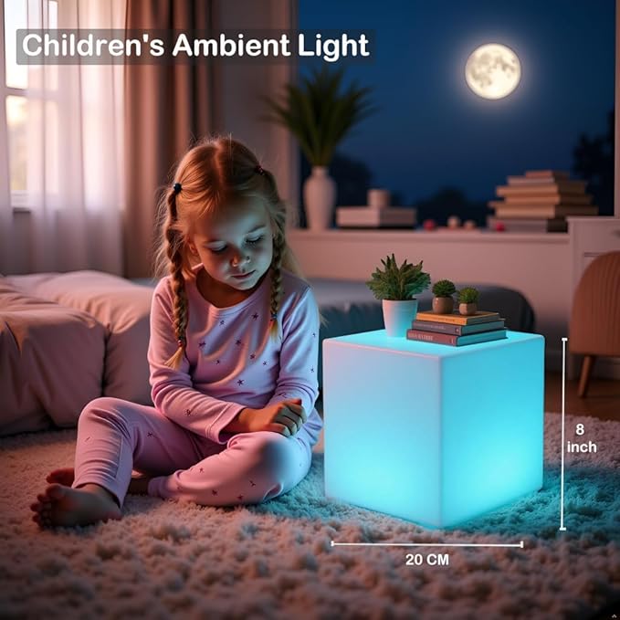 8-inch Waterproof LED Light Cube, USB Rechargeable Mood Light, 16 RGB Colors - Image 5