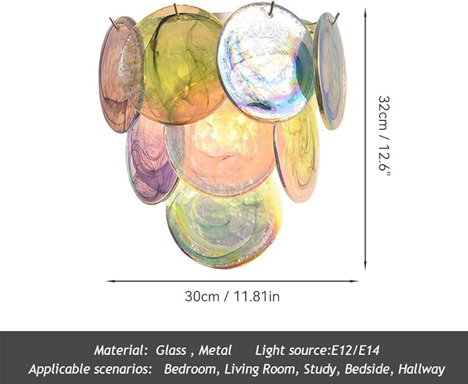 Modern Artistic Wall Sconce, Iridescent Layered Glass Disc Wall Lamp, Unique - Image 8