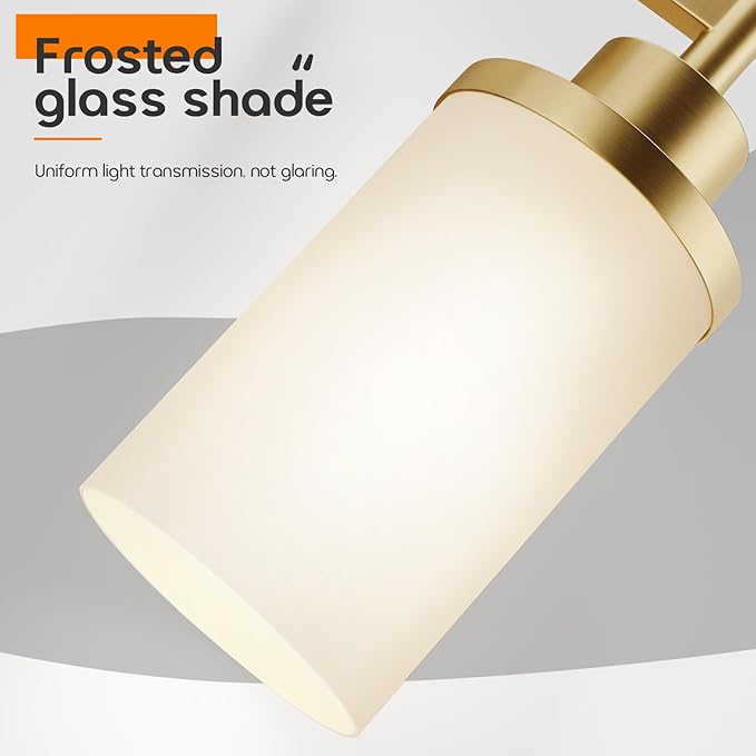 Vanity Lighting Fixtures with White Frosted Glass Shade, Modern Gold Wall Lamps - Image 6