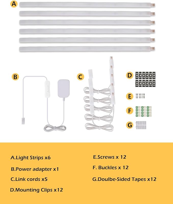 Cefrank Cabinet Lighting 6-Pack 12 inch Seamlessly Linkable Strip Light Bars - Image 9