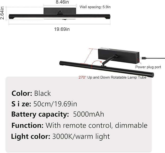 Picture Light for Wall Battery Operated, 9000mAh Wireless Wall Light for Display - Image 6