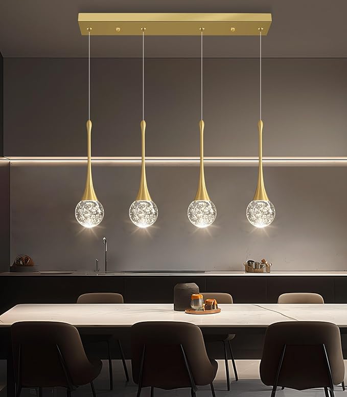 4-Lights Modern Pendant Lights for Kitchen Island LED Dimmable Crystal Glam - Image 5