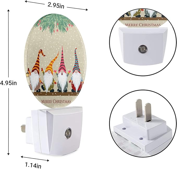 EKOBLA Gnome Night Light Christmas Winter Decorative Santa Elf Snowflakes Plug - Image 7